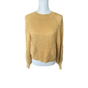 American Eagle Ladies Sweater Gold Crew Neck Medium